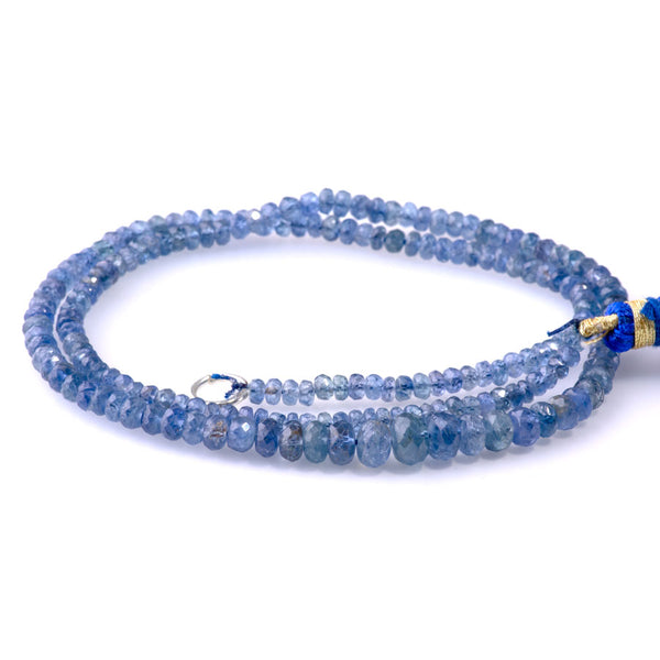 Natural Blue Sapphire 3-6mm Faceted Rondelle - 15-16 Inch