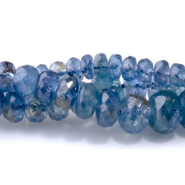 Natural Blue Sapphire 3-6mm Faceted Rondelle - 15-16 Inch