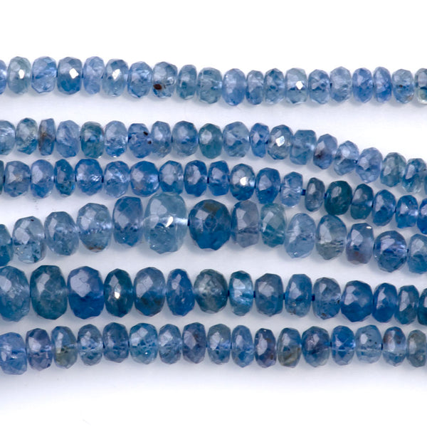 Natural Blue Sapphire 3-6mm Faceted Rondelle - 15-16 Inch