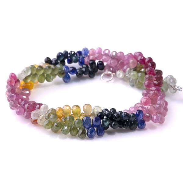 Fancy Sapphire 4x7mm Banded Faceted Drop - 18-19 Inch