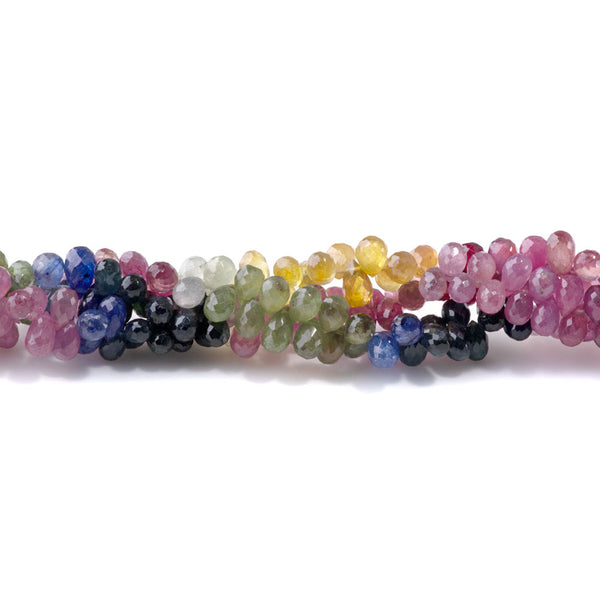 Fancy Sapphire 4x7mm Banded Faceted Drop - 18-19 Inch
