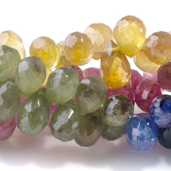 Fancy Sapphire 4x7mm Banded Faceted Drop - 18-19 Inch
