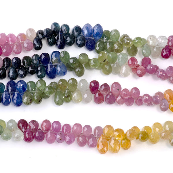 Fancy Sapphire 4x7mm Banded Faceted Drop - 18-19 Inch