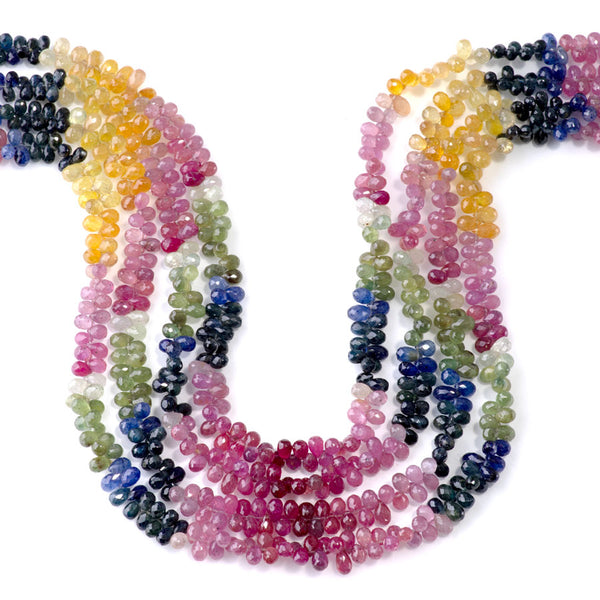 Fancy Sapphire 4x7mm Banded Faceted Drop - 18-19 Inch