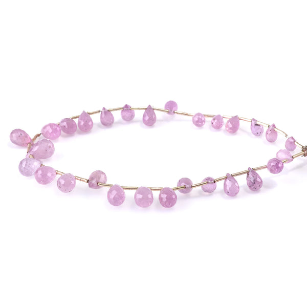 Pink Sapphire 6x10mm Graduated Drops - 8 Inch