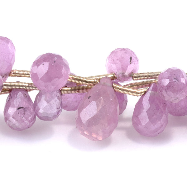 Pink Sapphire 6x10mm Graduated Drops - 8 Inch