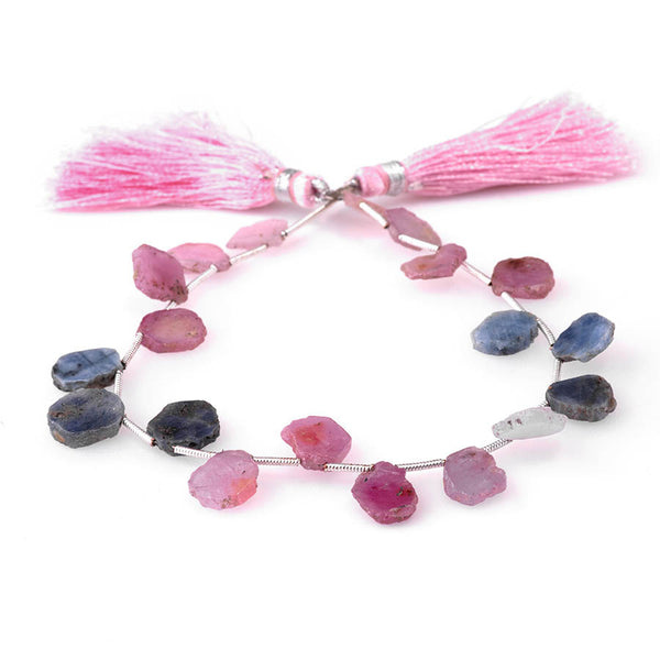 Pink & Blue Sapphire 8x10-13x15mm Top Drill Irregular Slice - 8 Inch