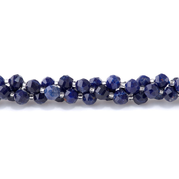 Sodalite 7x8mm Faceted Round Nugget A Grade - 15-16 Inch