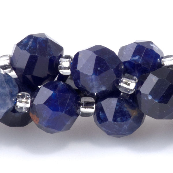 Sodalite 7x8mm Faceted Round Nugget A Grade - 15-16 Inch