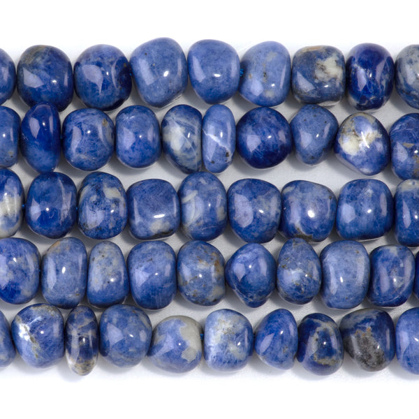 Sodalite 8x10-9x13mm Side Drilled Pebble - 15-16 Inch