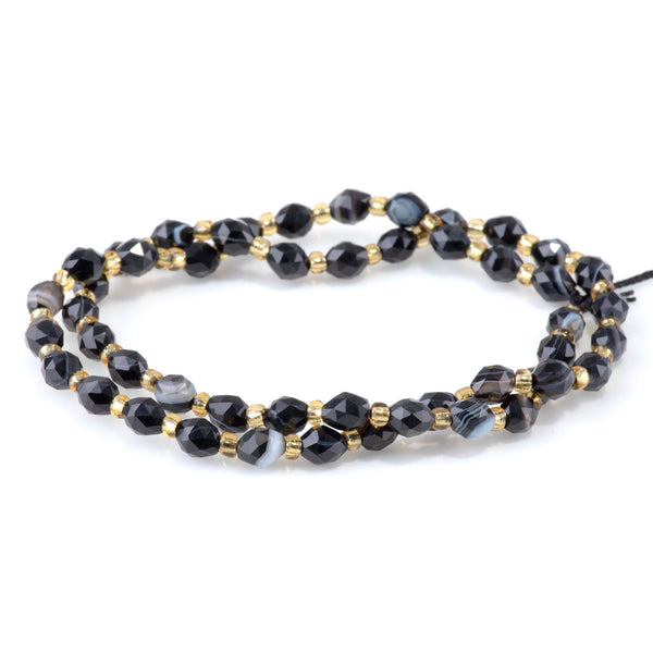 Sardonyx 4x6mm Faceted Triangle Cut Rice - 15-16 Inch
