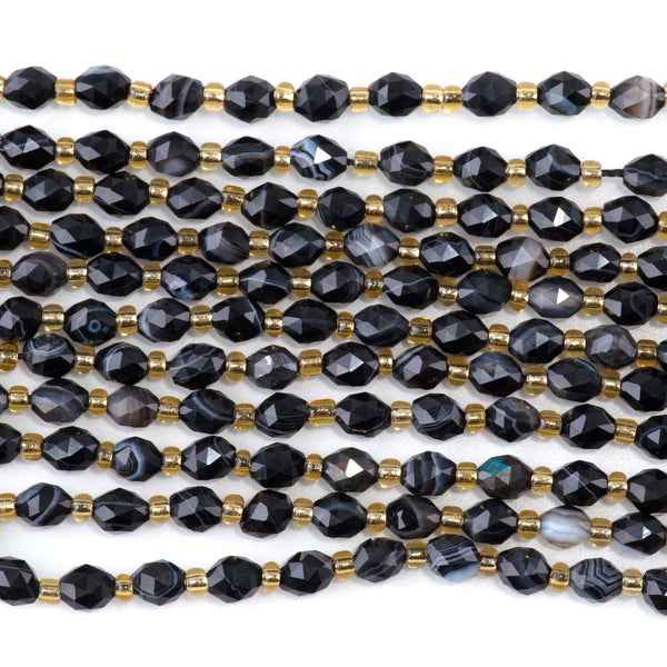 Sardonyx 4x6mm Faceted Triangle Cut Rice - 15-16 Inch