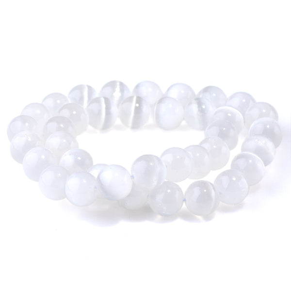 Selenite 10mm Round AA Grade - 15-16 Inch