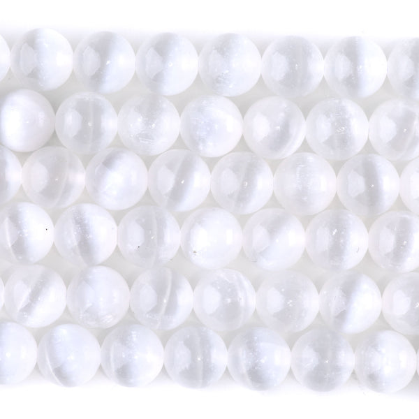 Selenite 10mm Round AA Grade - 15-16 Inch