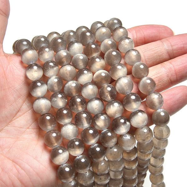 Chocolate Selenite 10mm Round - 15-16 Inch