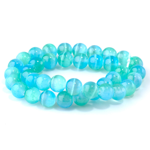 Selenite 10mm Round Green Blue (Dyed) - 15-16 Inch