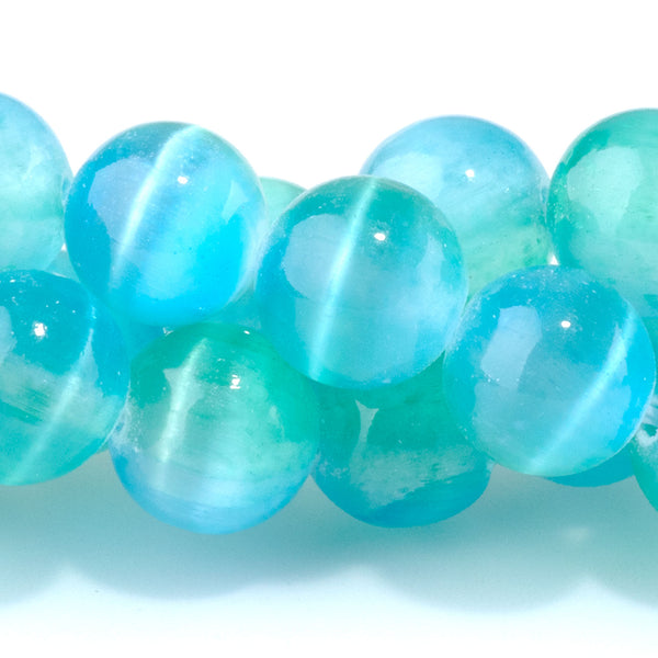 Selenite 10mm Round Green Blue (Dyed) - 15-16 Inch