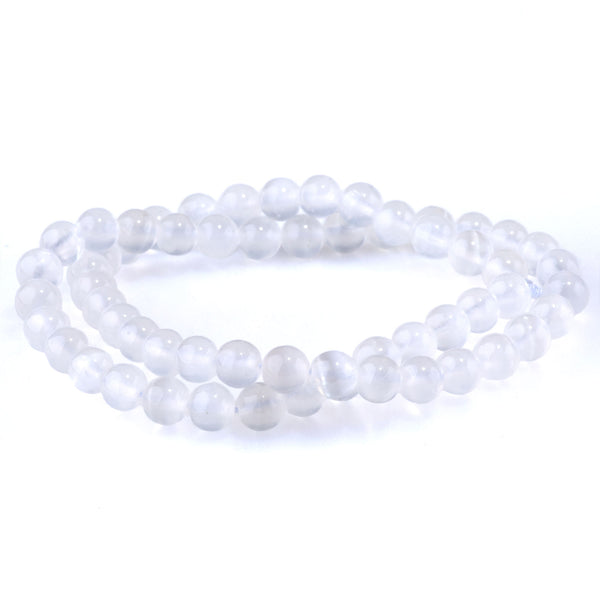 Selenite 6mm Round AA Grade - 15-16 Inch