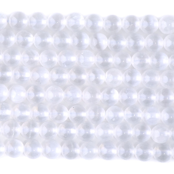 Selenite 6mm Round AA Grade - 15-16 Inch