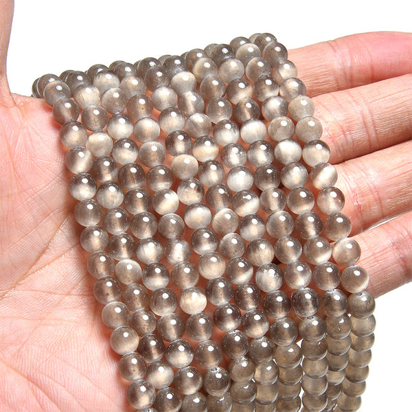 Chocolate Selenite 6mm Round - 15-16 Inch