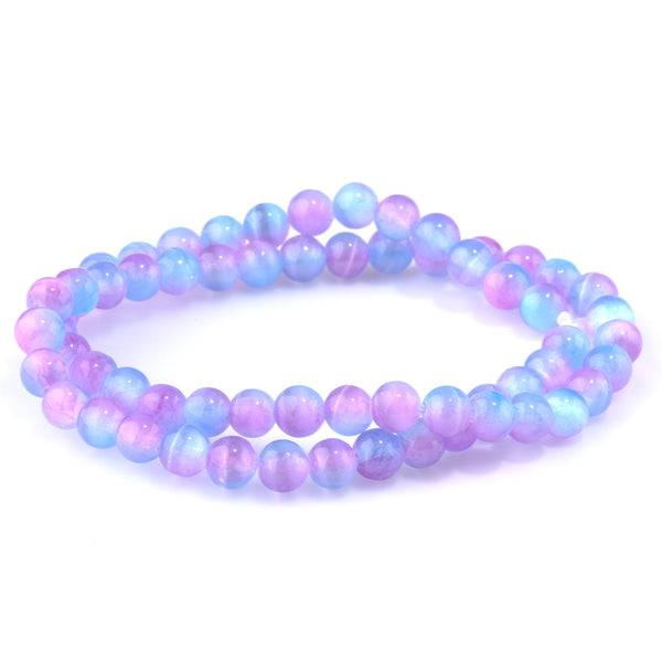 Selenite 6mm Round Purple Pink (Dyed) - 15-16 Inch