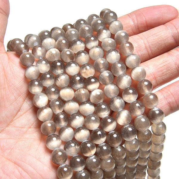 Chocolate Selenite 8mm Round - 15-16 Inch