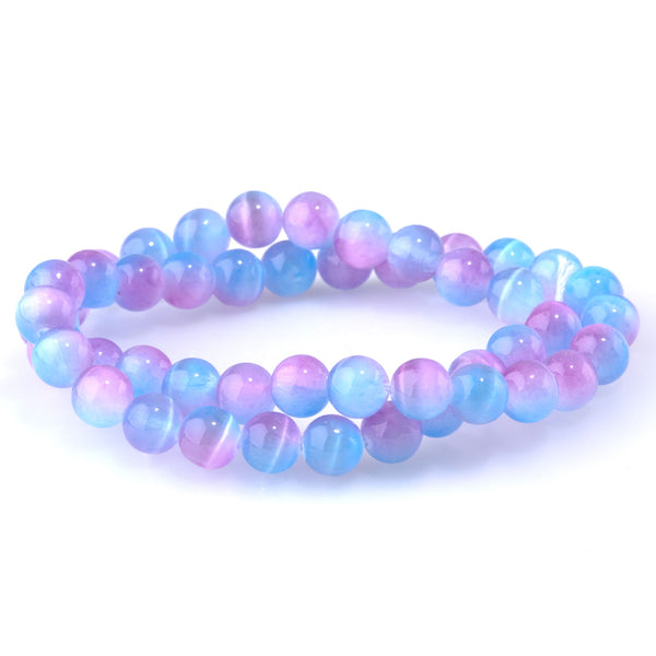Selenite 8mm Round Purple Pink (Dyed) - 15-16 Inch