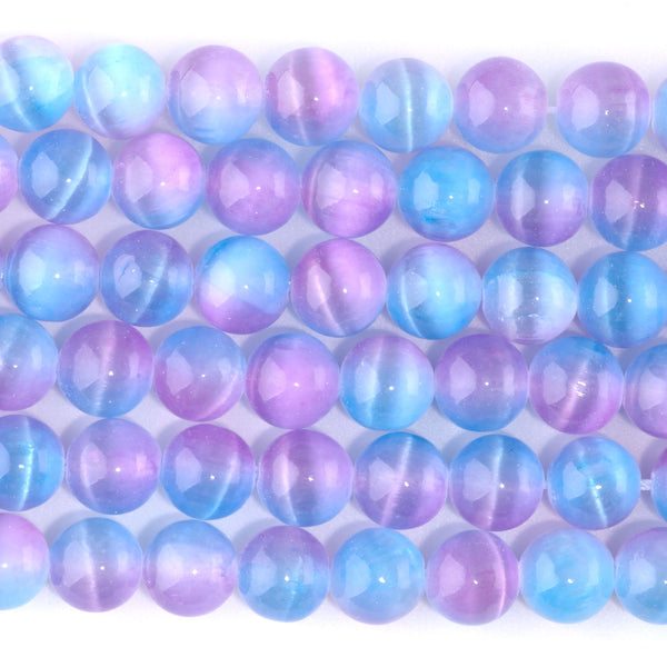 Selenite 8mm Round Purple Pink (Dyed) - 15-16 Inch