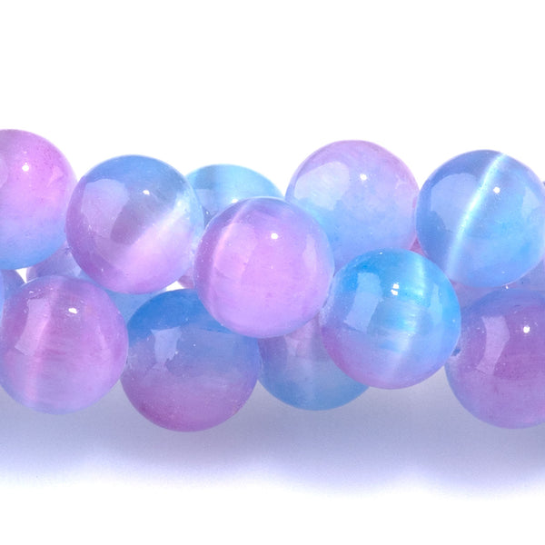 Selenite 8mm Round Purple Pink (Dyed) - 15-16 Inch