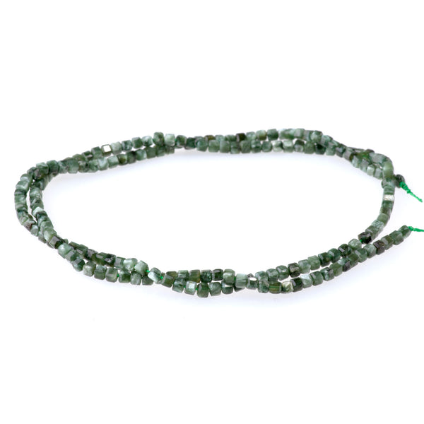 Seraphinite 2.5mm Table Cut Cube AAA Grade Bead - 15-16 Inch
