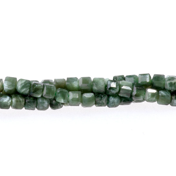Seraphinite 2.5mm Table Cut Cube AAA Grade Bead - 15-16 Inch