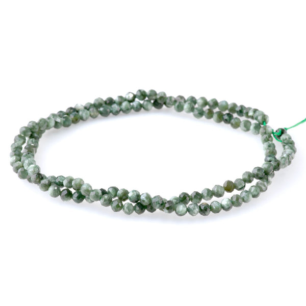 Seraphinite 3mm Faceted Round AAA Grade - 15-16 Inch