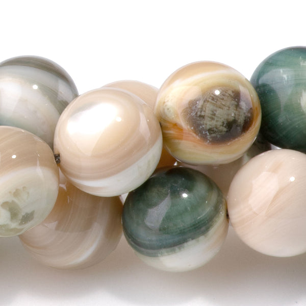 Green Turban Snail 10mm Round - 15-16 Inch