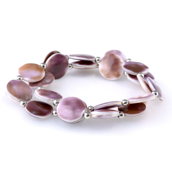 Purple Cowrie Shell 15mm Coin - 15-16 Inch