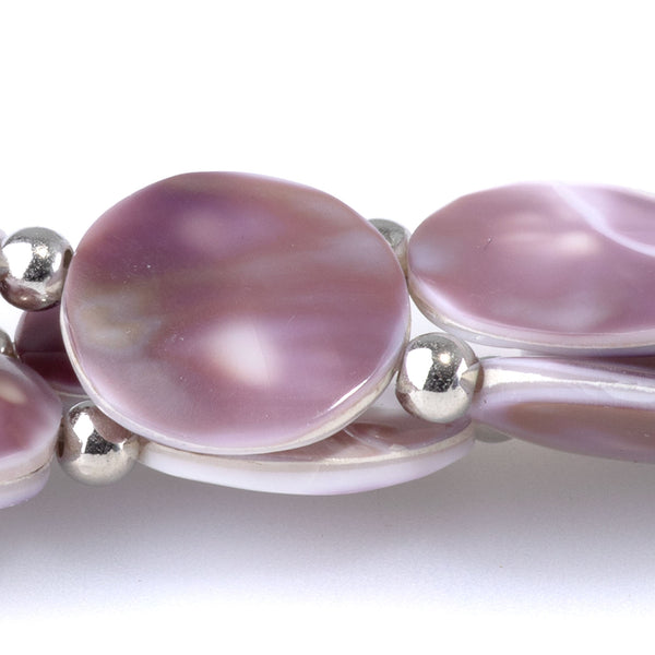 Purple Cowrie Shell 15mm Coin - 15-16 Inch