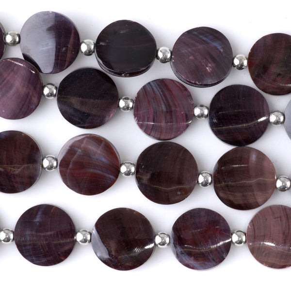 Purple Oyster Shell 15mm Coin - 15-16 Inch