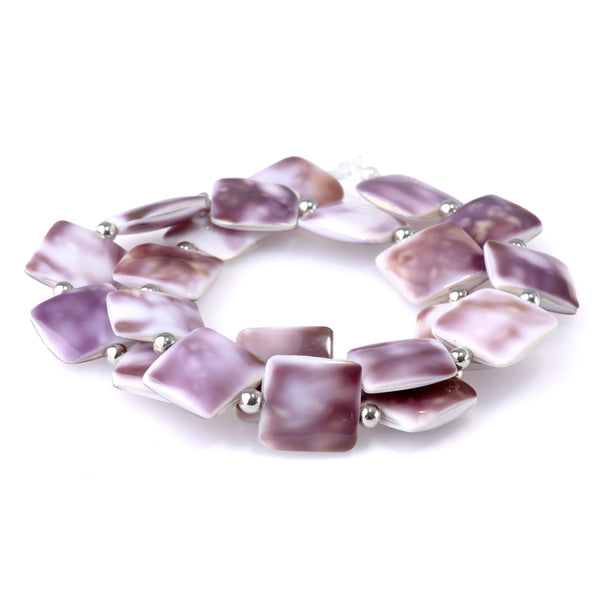 Purple Cowrie Shell 15mm Square - 15-16 Inch