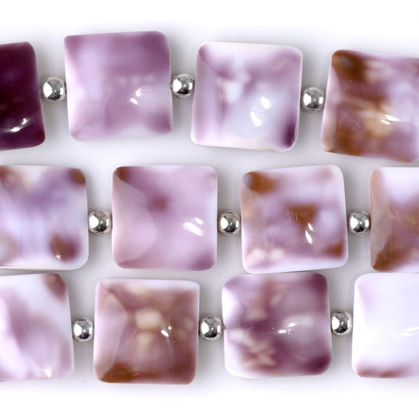 Purple Cowrie Shell 15mm Square - 15-16 Inch
