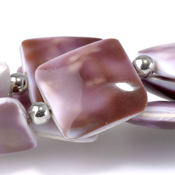 Purple Cowrie Shell 15mm Square - 15-16 Inch