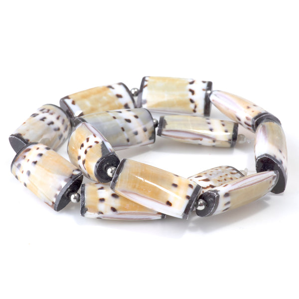 Conus Capitaneus Shell 15x28mm Puff Rectangle - 15-16 Inch