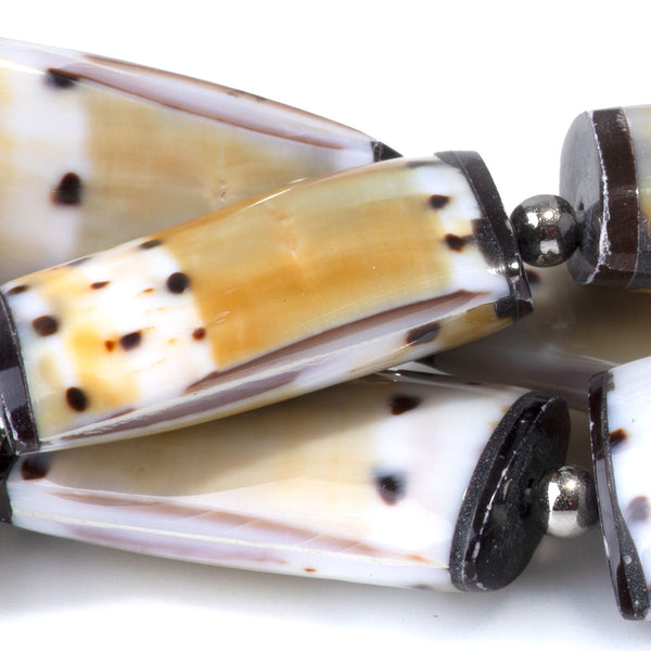 Conus Capitaneus Shell 15x28mm Puff Rectangle - 15-16 Inch