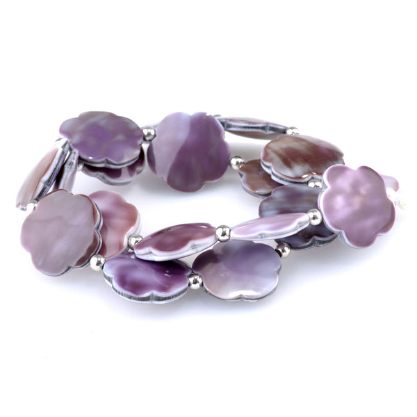 Purple Cowrie Shell 20mm Flower - 15-16 Inch