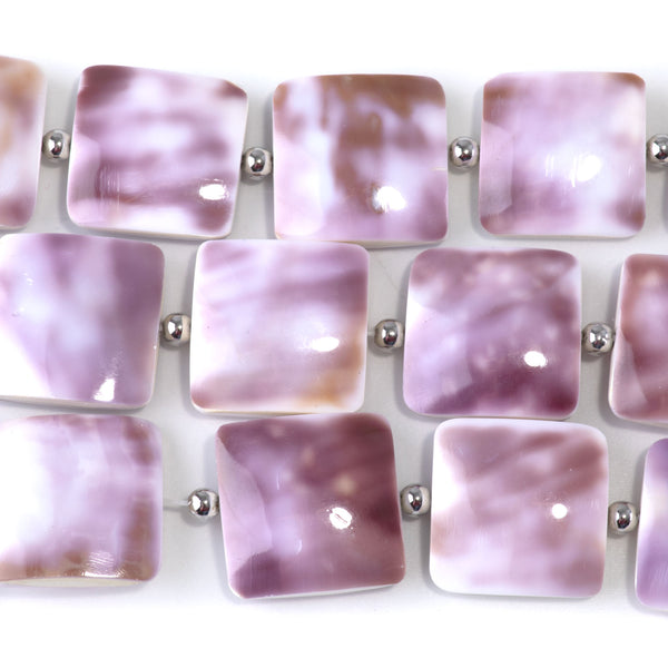 Purple Cowrie Shell 20mm Puff Square - 15-16 Inch