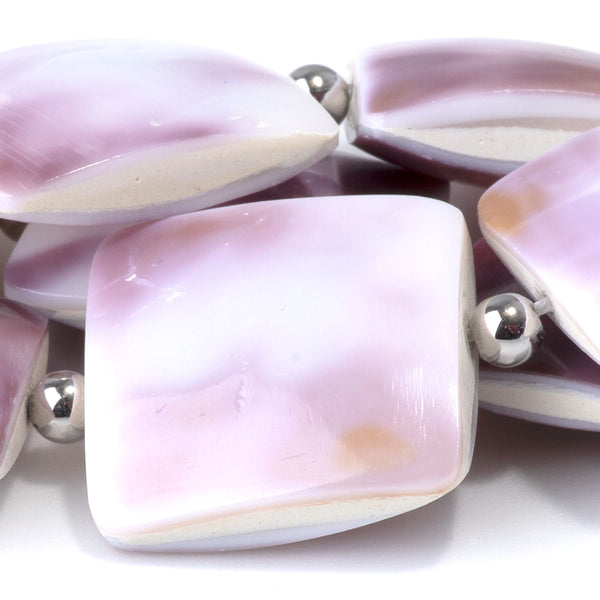 Purple Cowrie Shell 20mm Puff Square - 15-16 Inch