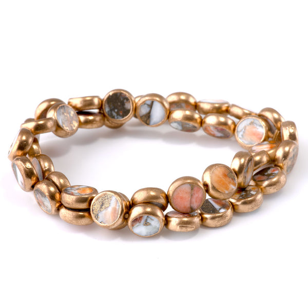 Spiny Oyster with Copper Painted Edge 10mm Coin - 15-16 Inch