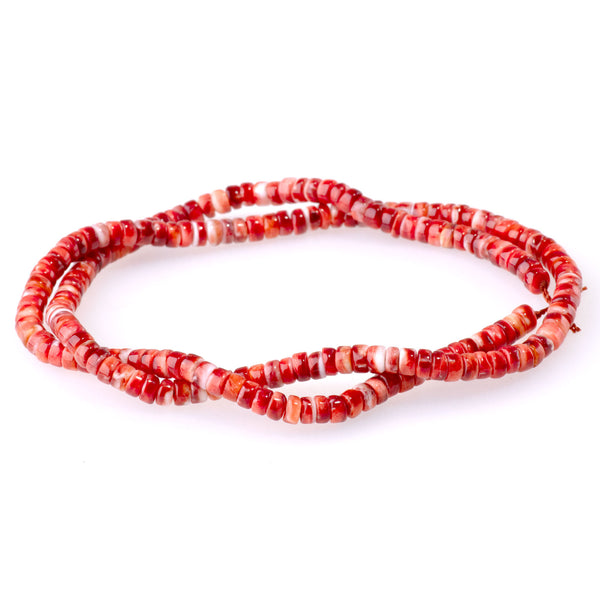 Spiny Oyster 4mm Red Free Form Heishi - 15-16 Inch