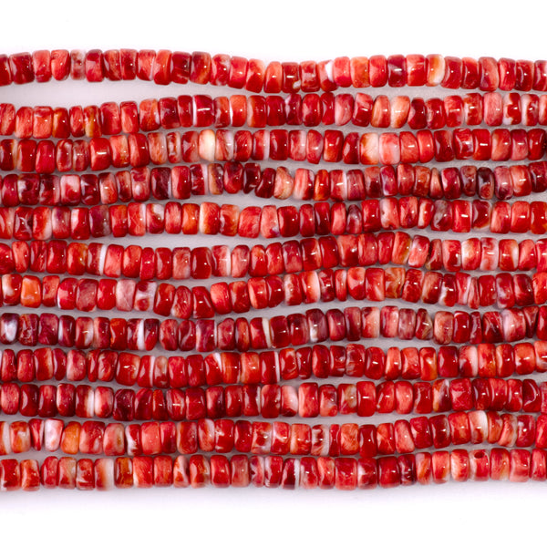 Spiny Oyster 4mm Red Free Form Heishi - 15-16 Inch