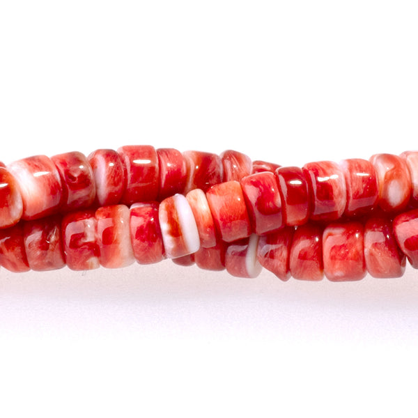 Spiny Oyster 4mm Red Free Form Heishi - 15-16 Inch