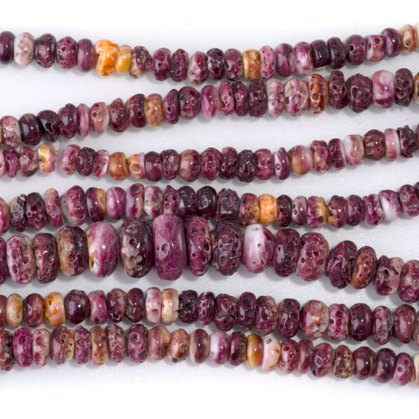 Spiny Oyster 5-12mm Purple Graduated Rondelle - 15-16 Inch