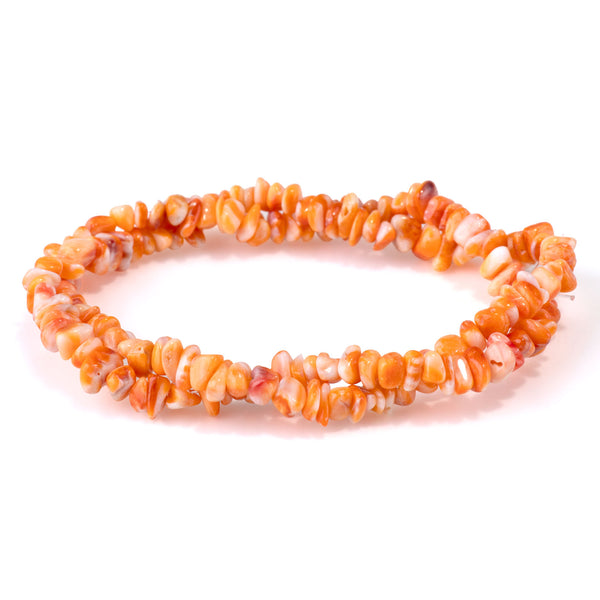Spiny Oyster 5-8mm Free Form Chips Orange - 15-16 Inch